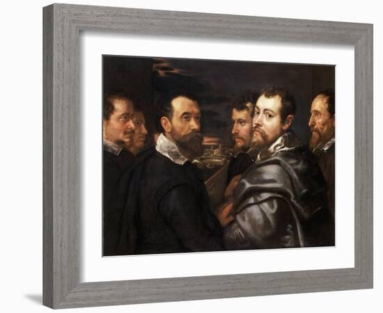 Self-Portrait in a Circle of Friends from Mantua Par Rubens, Pieter Paul (1577-1640), Ca 1604 - Oil-Peter Paul Rubens-Framed Giclee Print