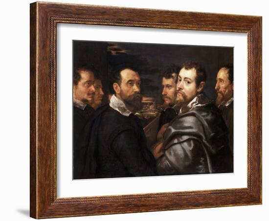 Self-Portrait in a Circle of Friends from Mantua Par Rubens, Pieter Paul (1577-1640), Ca 1604 - Oil-Peter Paul Rubens-Framed Giclee Print