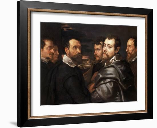 Self-Portrait in a Circle of Friends from Mantua Par Rubens, Pieter Paul (1577-1640), Ca 1604 - Oil-Peter Paul Rubens-Framed Giclee Print