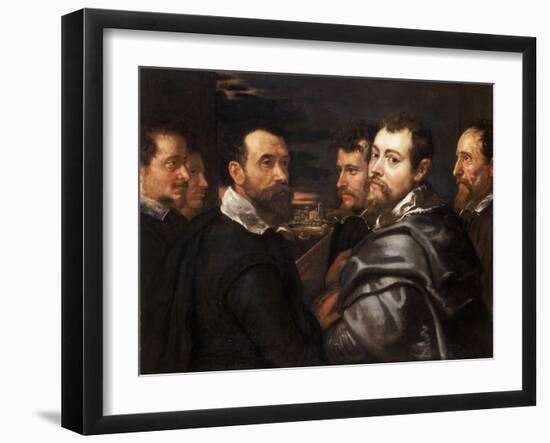 Self-Portrait in a Circle of Friends from Mantua Par Rubens, Pieter Paul (1577-1640), Ca 1604 - Oil-Peter Paul Rubens-Framed Giclee Print