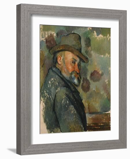 Self-Portrait in a Hat-Paul Cézanne-Framed Giclee Print