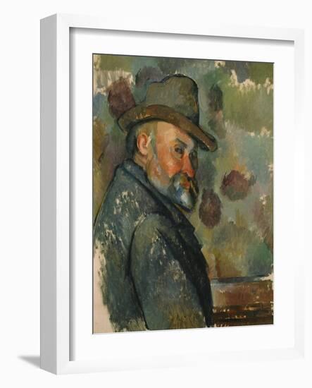 Self-Portrait in a Hat-Paul Cézanne-Framed Giclee Print