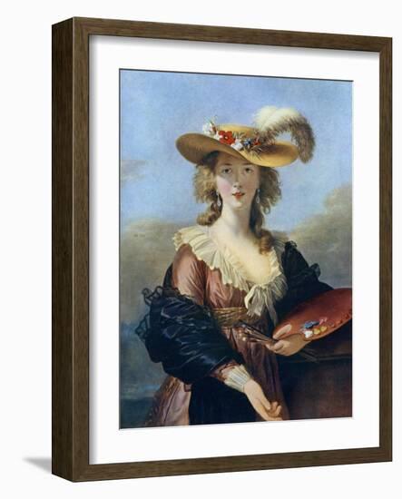 Self Portrait in a Straw Hat, C1782-Elisabeth Louise Vigee-LeBrun-Framed Giclee Print