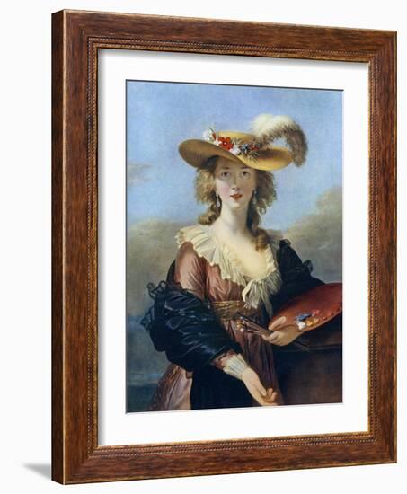 Self Portrait in a Straw Hat, C1782-Elisabeth Louise Vigee-LeBrun-Framed Giclee Print