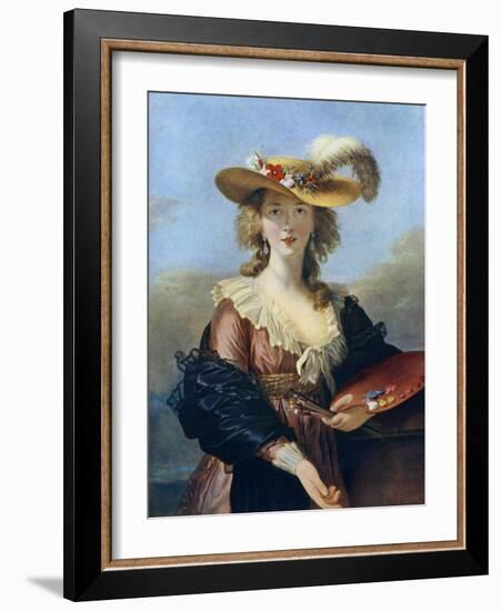 Self Portrait in a Straw Hat, C1782-Elisabeth Louise Vigee-LeBrun-Framed Giclee Print