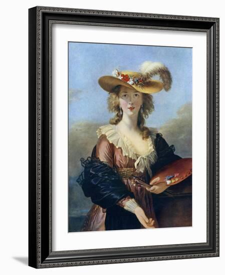 Self Portrait in a Straw Hat, C1782-Elisabeth Louise Vigee-LeBrun-Framed Giclee Print