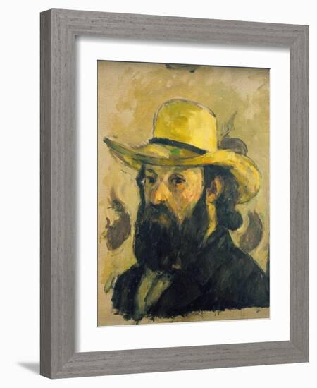 Self-Portrait in a Straw Hat-Paul Cézanne-Framed Giclee Print