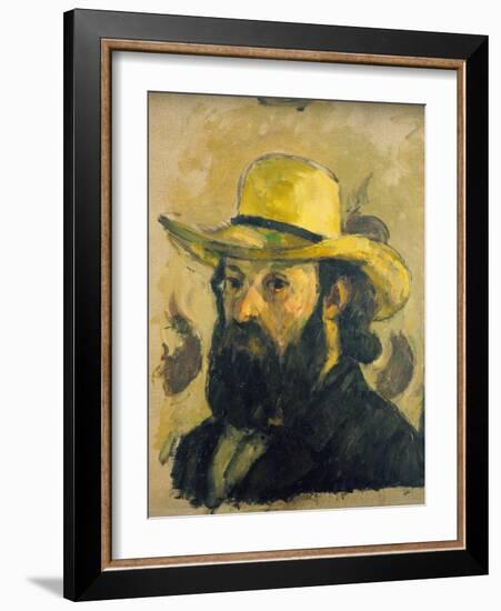 Self-Portrait in a Straw Hat-Paul Cézanne-Framed Giclee Print