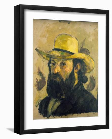 Self-Portrait in a Straw Hat-Paul Cézanne-Framed Giclee Print