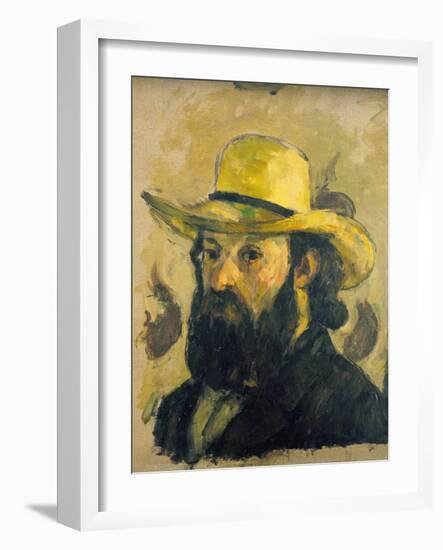 Self-Portrait in a Straw Hat-Paul Cézanne-Framed Giclee Print