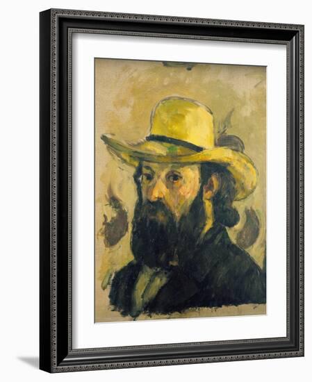 Self-Portrait in a Straw Hat-Paul Cézanne-Framed Giclee Print