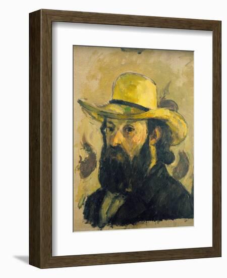 Self-Portrait in a Straw Hat-Paul Cézanne-Framed Giclee Print