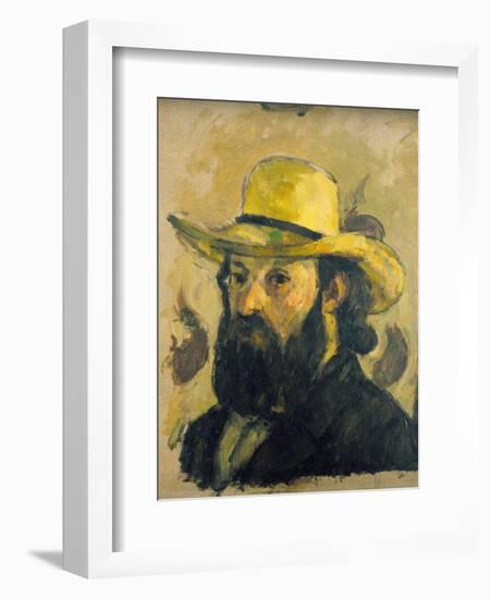 Self-Portrait in a Straw Hat-Paul Cézanne-Framed Giclee Print