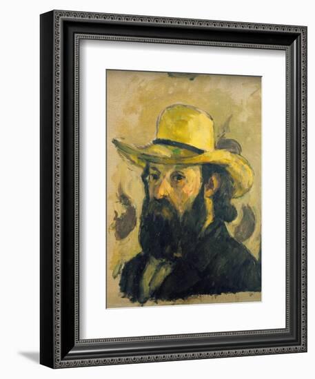 Self-Portrait in a Straw Hat-Paul Cézanne-Framed Giclee Print