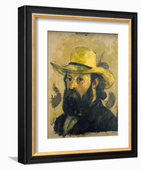 Self-Portrait in a Straw Hat-Paul Cézanne-Framed Giclee Print