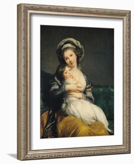 Self Portrait in a Turban with Her Child, 1786-Elisabeth Louise Vigee-LeBrun-Framed Giclee Print