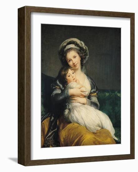Self Portrait in a Turban with Her Child, 1786-Elisabeth Louise Vigee-LeBrun-Framed Giclee Print