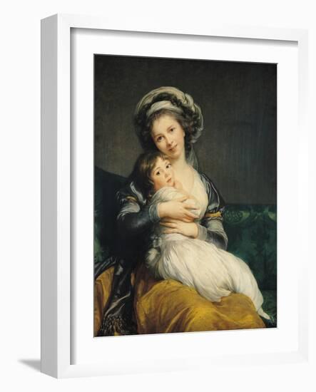 Self Portrait in a Turban with Her Child, 1786-Elisabeth Louise Vigee-LeBrun-Framed Giclee Print