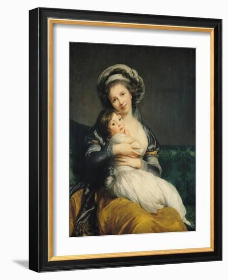 Self Portrait in a Turban with Her Child, 1786-Elisabeth Louise Vigee-LeBrun-Framed Giclee Print