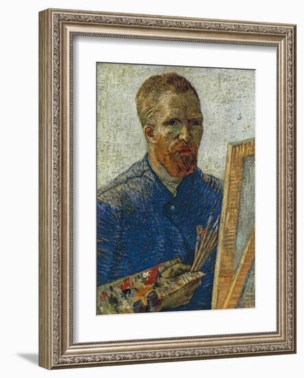 Self Portrait in Front of Easel-Vincent van Gogh-Framed Art Print