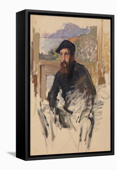 Self Portrait in His Atelier, c.1884-Claude Monet-Framed Premier Image Canvas