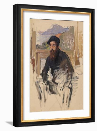 Self Portrait in His Atelier, c.1884-Claude Monet-Framed Giclee Print