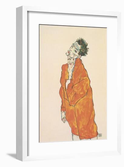 Self-Portrait in Orange Jacket, 1913-Egon Schiele-Framed Premium Giclee Print