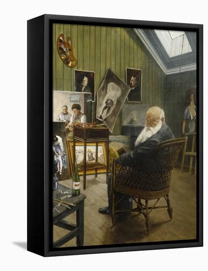 Self portrait in the studio-Harriet Backer-Framed Premier Image Canvas