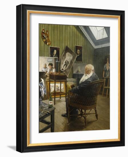 Self portrait in the studio-Harriet Backer-Framed Giclee Print