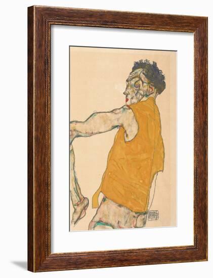 Self-Portrait in Yellow Vest, 1914-Egon Schiele-Framed Premium Giclee Print