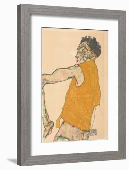 Self-Portrait in Yellow Vest, 1914-Egon Schiele-Framed Premium Giclee Print