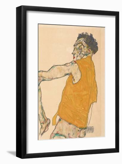 Self-Portrait in Yellow Vest, 1914-Egon Schiele-Framed Premium Giclee Print