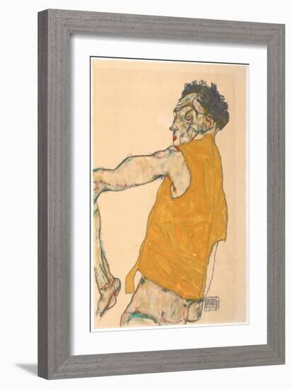 Self-Portrait in Yellow Vest, 1914-Egon Schiele-Framed Giclee Print