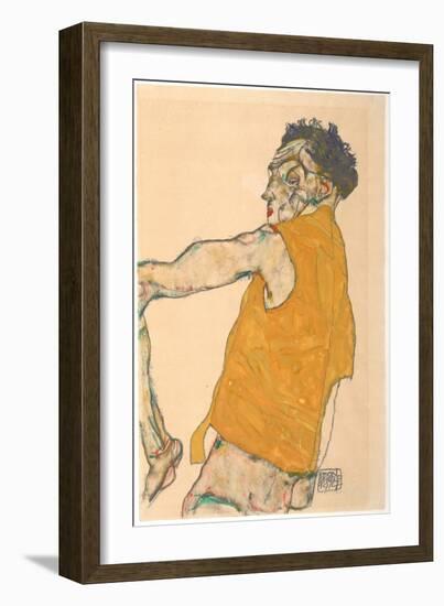 Self-Portrait in Yellow Vest, 1914-Egon Schiele-Framed Giclee Print