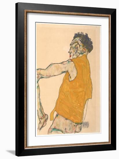 Self-Portrait in Yellow Vest, 1914-Egon Schiele-Framed Giclee Print