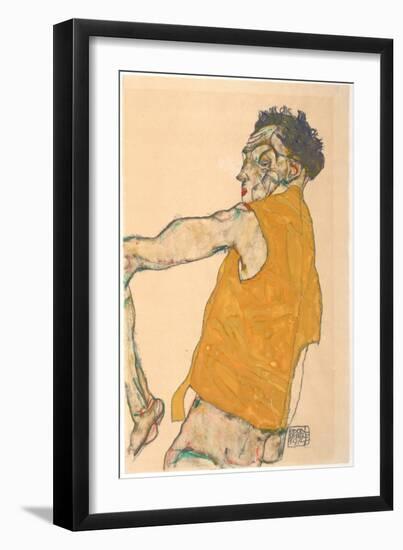 Self-Portrait in Yellow Vest, 1914-Egon Schiele-Framed Giclee Print