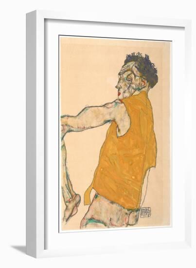 Self-Portrait in Yellow Vest, 1914-Egon Schiele-Framed Giclee Print