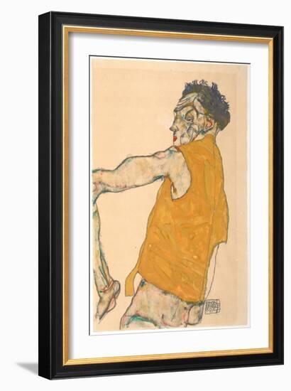 Self-Portrait in Yellow Vest, 1914-Egon Schiele-Framed Giclee Print