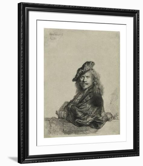 Self-portrait leaning on a Sill, 1639-Rembrandt-Framed Premium Giclee Print