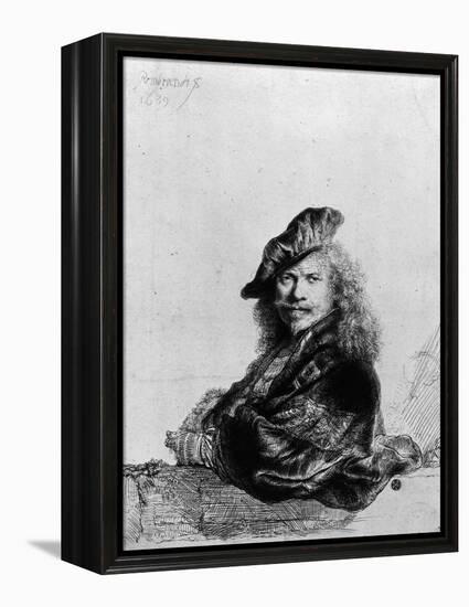 Self Portrait Leaning on a Stone Sill, 1639-Rembrandt van Rijn-Framed Premier Image Canvas