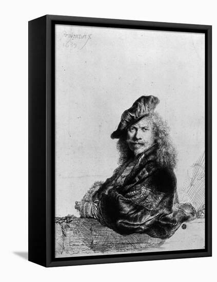 Self Portrait Leaning on a Stone Sill, 1639-Rembrandt van Rijn-Framed Premier Image Canvas