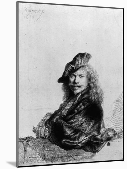 Self Portrait Leaning on a Stone Sill, 1639-Rembrandt van Rijn-Mounted Giclee Print