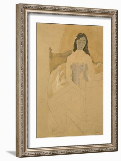 Self Portrait, Naked, Sitting on a Bed-Gwen John-Framed Giclee Print