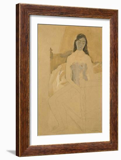 Self Portrait, Naked, Sitting on a Bed-Gwen John-Framed Giclee Print