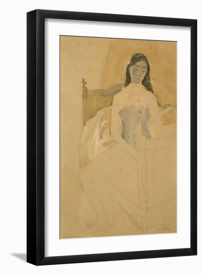 Self Portrait, Naked, Sitting on a Bed-Gwen John-Framed Giclee Print