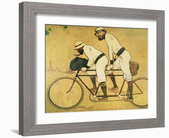 Self Portrait of Casas with Pere Romeu on a Tandem, 1897 (Oil on Panel)-Ramon Casas i Carbo-Framed Giclee Print