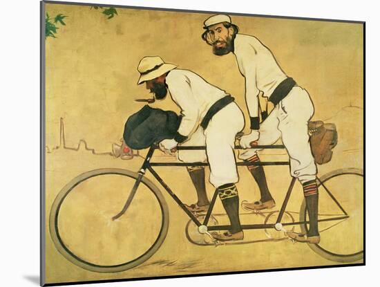 Self Portrait of Casas with Pere Romeu on a Tandem, 1897 (Oil on Panel)-Ramon Casas i Carbo-Mounted Giclee Print