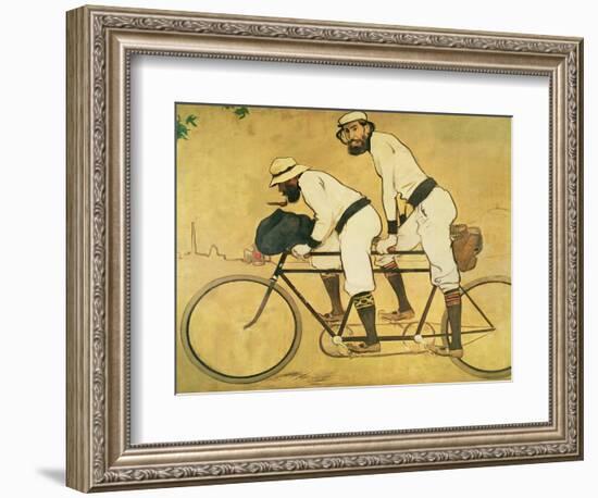 Self Portrait of Casas with Pere Romeu on a Tandem, 1897 (Oil on Panel)-Ramon Casas i Carbo-Framed Premium Giclee Print