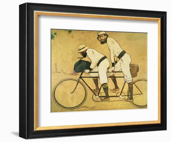 Self Portrait of Casas with Pere Romeu on a Tandem, 1897 (Oil on Panel)-Ramon Casas i Carbo-Framed Premium Giclee Print