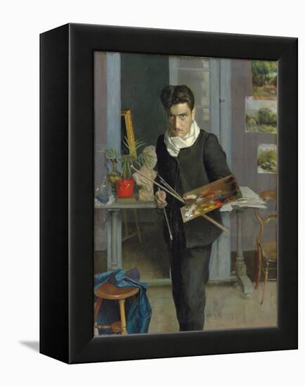 Self-Portrait of the Artist in His Studio, 1898 (Oil on Canvas)-Julio Romero de Torres-Framed Premier Image Canvas